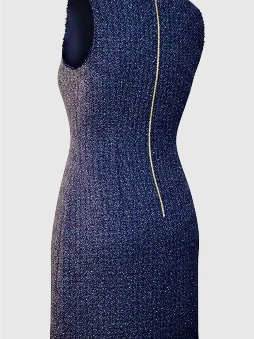 Karl Lagerfeld Navy Tweed Sheath Mini Dress with Buttons, Size XL, NWT - Picture 2 of 3